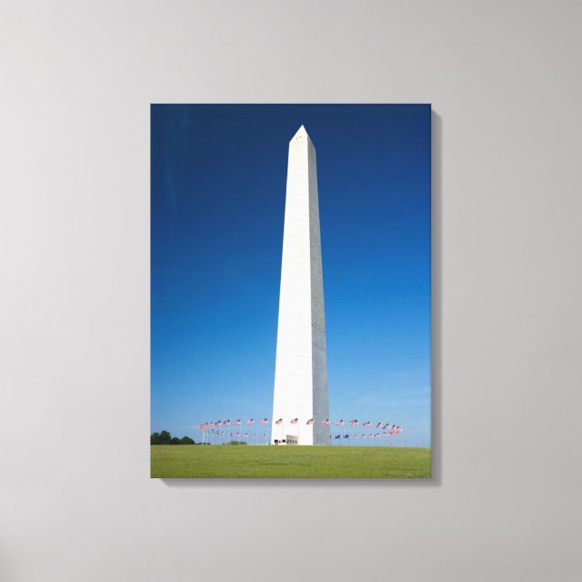 Monuments | Washington Monument with Flags Canvas Print (Front)