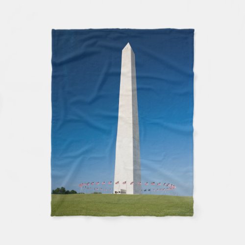 Monuments  Washington Monument with Flags Fleece Blanket