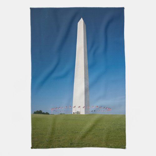 Monuments  Washington Monument with Flags Kitchen Towel