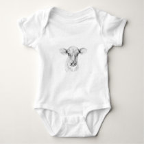 Moo A Young Jersey Cow Baby Bodysuit