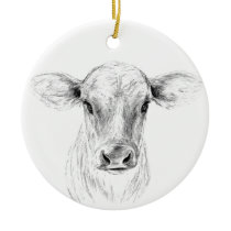Moo A Young Jersey Cow Ceramic Ornament