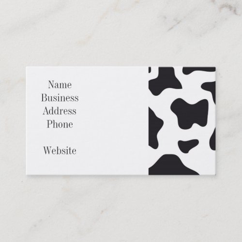 MOO Black and White Dairy Cow Pattern Print Gifts Business Card