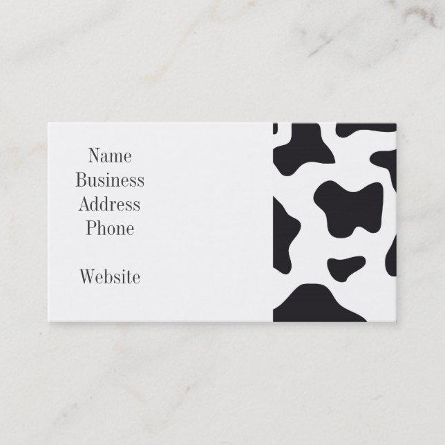 MOO Black and White Dairy Cow Pattern Print Gifts Business Card (Front)