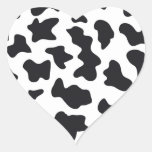 Moo Black And White Dairy Cow Pattern Print Gifts Heart Sticker at Zazzle