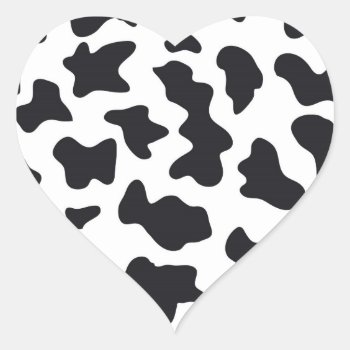 Moo Black And White Dairy Cow Pattern Print Gifts Heart Sticker by PrettyPatternsGifts at Zazzle