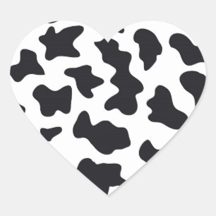 MOO Black and White Dairy Cow Pattern Print Gifts Heart Sticker