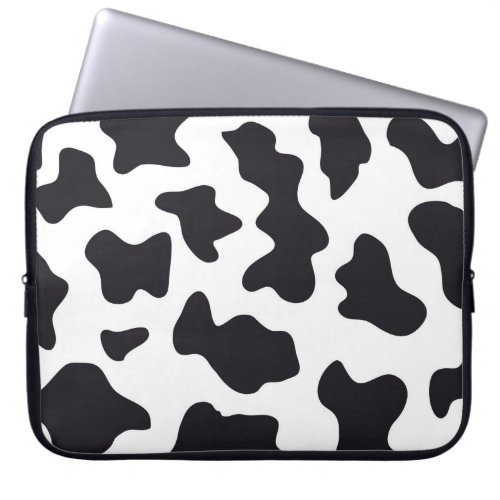 MOO Black and White Dairy Cow Pattern Print Gifts Laptop Sleeve
