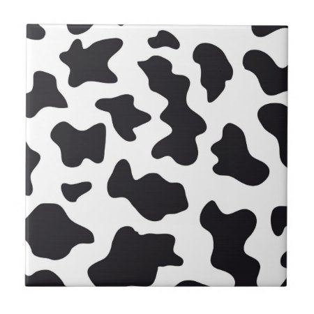 Moo Black And White Dairy Cow Pattern Print Gifts Tile