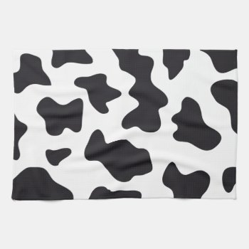 Moo Black And White Dairy Cow Pattern Print Gifts Towel by PrettyPatternsGifts at Zazzle