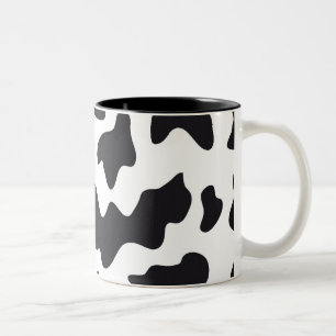 MOO Black and White Dairy Cow Pattern Print Gifts Two-Tone Coffee Mug