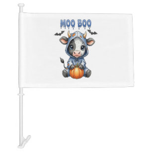 Moo Boo Halloween Cow Car Flag