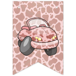 Moo Car Bunting Flags