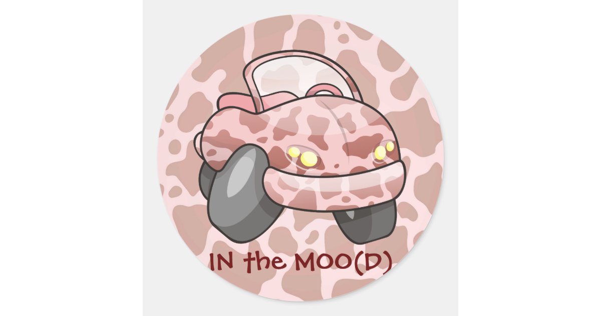 Moo Car Classic Round Sticker | Zazzle