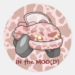 Moo Car Classic Round Sticker