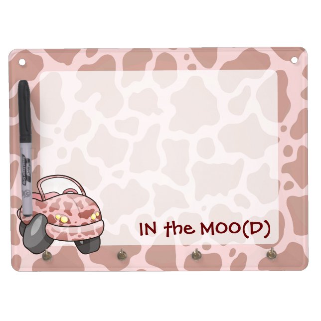 Moo Car Dry Erase Board With Keychain Holder (Front)