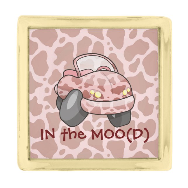 Moo Car Gold Finish Lapel Pin (Front)