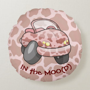 Moo Car Round Pillow