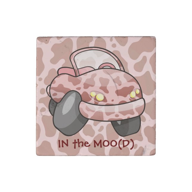 Moo Car Stone Magnet (Front)