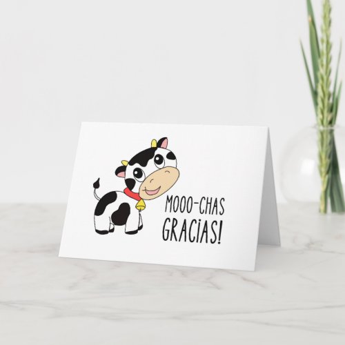 Moo_chas Gracias Cute Thank You Card Horizontal