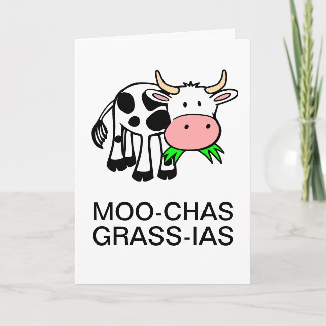 Moo-chas Grass-ias (Muchas Gracias) Card (Front)