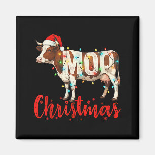 Moo Christmas Funny Cow Lovers Cattle Famer Farmin Magnet
