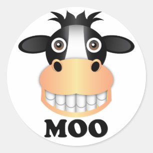Moo - Classic Round Sticker, Glossy Classic Round Sticker
