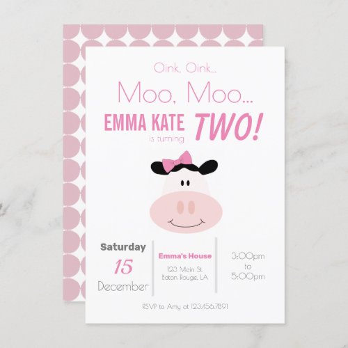 Moo Cow Birthday Invitations