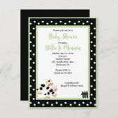 Moo Cow Black white Green Baby Shower Invitation (Front/Back)