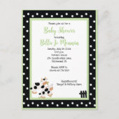 Moo Cow Black white Green Baby Shower Invitation (Front)