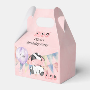 Moo Cow Girl 1st Birthday Party Custom Favor Boxes