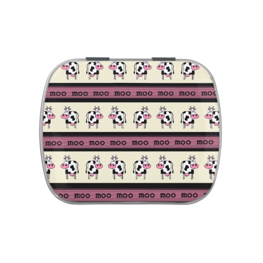 Moo Cow Pattern Jelly Belly Candy Tin (Top)