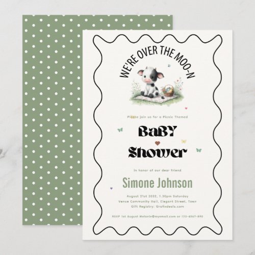 Moo Cow Picnic Baby Shower Theme Girls  Invitation