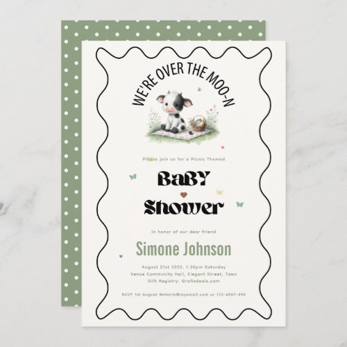 Moo Cow Picnic Baby Shower Theme Girls  Invitation