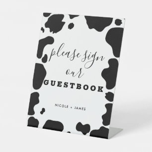 Moo Cow Spots Black White Wedding Guestbook Sign