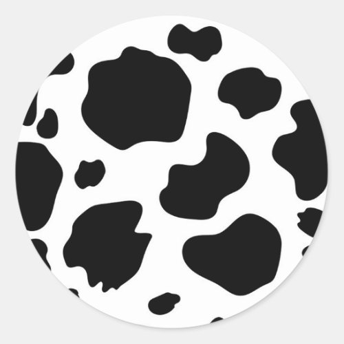 Moo Cow Spots Print Black  White Birthday Party Classic Round Sticker