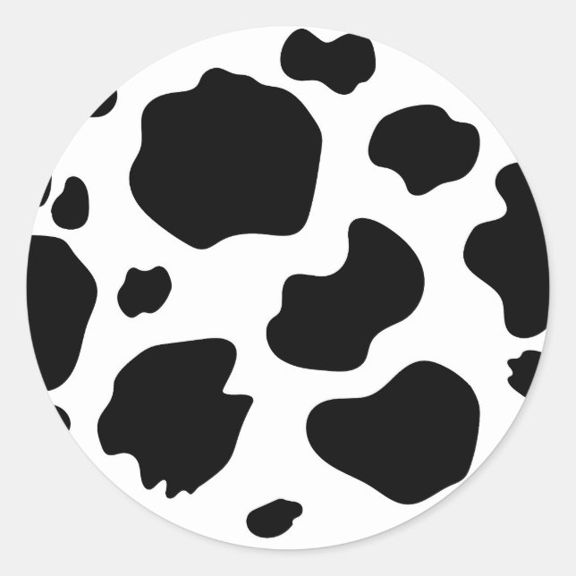 Moo Cow Spots Print Black & White Birthday Party Classic Round Sticker (Front)