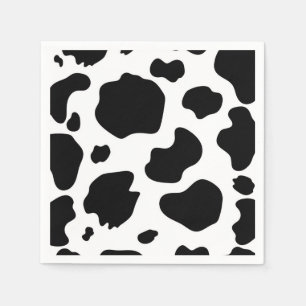 Moo Cow Spots Print Black & White Birthday Party Napkins
