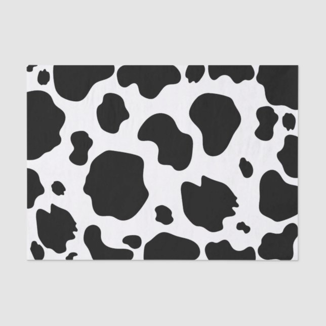 Moo Cow Spots Print Black & White Birthday Party Tissue Paper (Front)