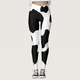 Moo Cow Spots Print Black &amp; White  Leggings