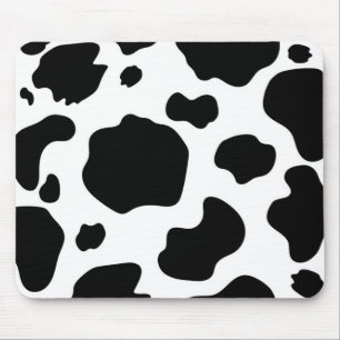 Moo Cow Spots Print Black & White Rustic Farm Mouse Pad