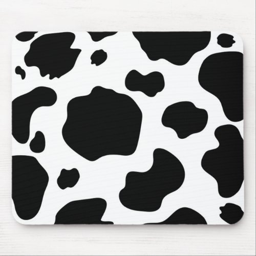 Moo Cow Spots Print Black  White Rustic Farm Mouse Pad