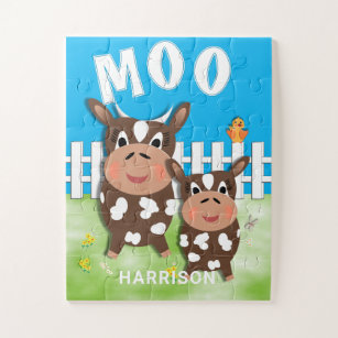 Can Be Personalised Cow Farm Animal JIGSAW Puzzle Birthday Christmas Gift 