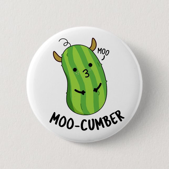 Moo-cumber Funny Veggie Cucumber Pun  Button (Front)