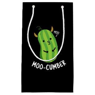 Moo-cumber Funny Veggie Cucumber Pun Dark BG Small Gift Bag