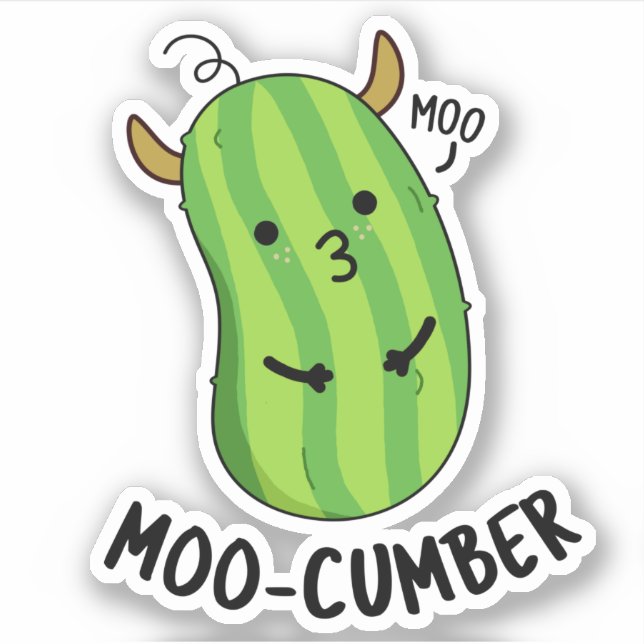 Moo-cumber Funny Veggie Cucumber Pun  Sticker (Front)