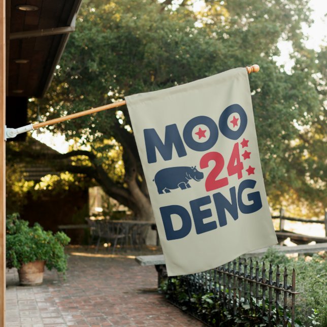 Moo Deng 2024 Moo Deng Moo Deng Cute Baby Hippo House Flag (In SItu)