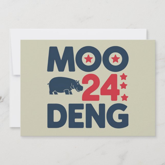Moo Deng 2024 Moo Deng Moo Deng Cute Baby Hippo Invitation (Front)
