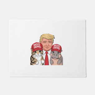 Moo Deng 24 Trump’s Fun Campaign with Hippo & Cat Doormat