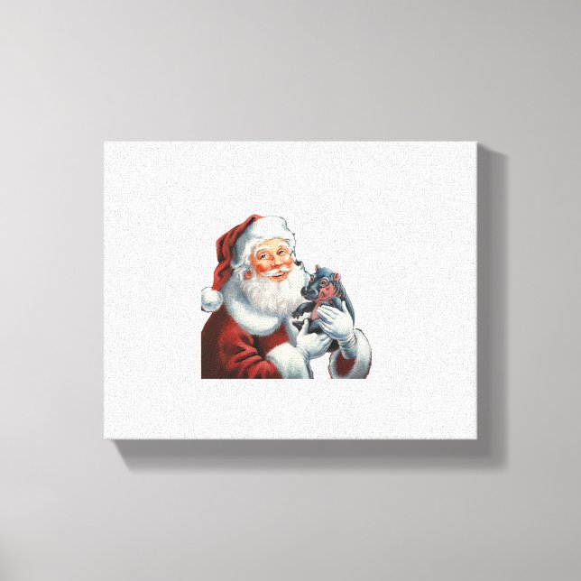 Moo Deng and Santa Claus Protect the Christmas Spi Canvas Print (Front)