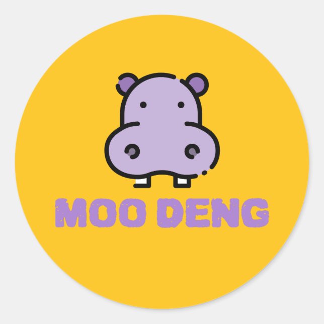 Moo Deng Baby Hippo Classic Round Sticker (Front)